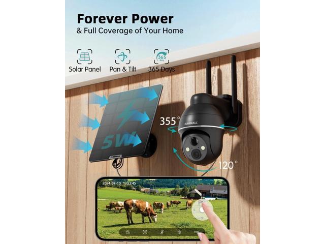 ZUMIMALL 4G LTE Cellular Solar Security Cameras Wireless Outdoor, 3MP No WiFi Cameras for Home Security, 360° Live View, 2K Color Night Vision, PIR...