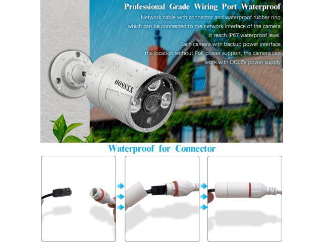 OOSSXX (HD 2.7K 5.0MP with Audio) Outdoor Wired Security Camera Systems PoE Outdoor Surveillance Video System