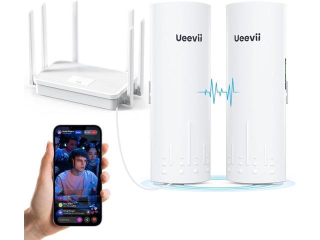 UeeVii CPE450 Wireless Bridge and WR3000K WiFi Router Kit, 5.8G 3KM Point to Point Wireless Bridge Outdoor to Shop Barn Garage Building Network Kit...