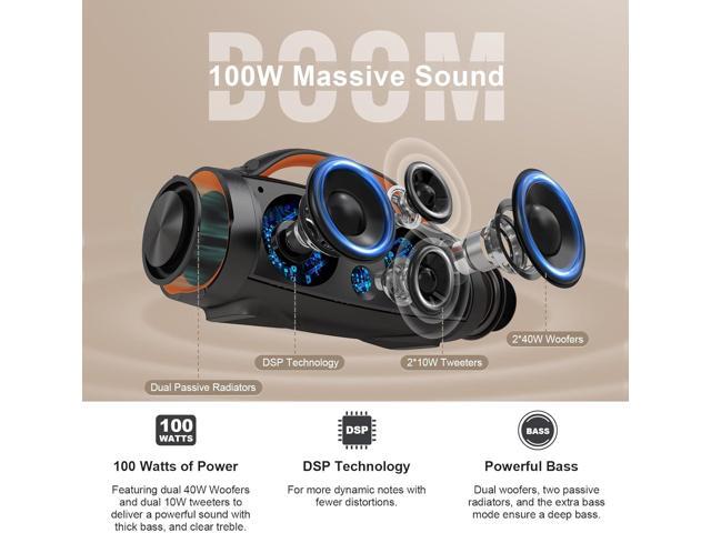 DOSS Extreme Boom+ Outdoor Bluetooth Speaker with 100W Stereo Sound, Extra Bass, 20H Playtime, Party-Sync LED Lights, Built-in Power Bank, IPX6...