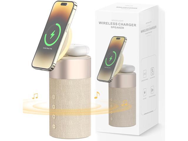 COLSUR Bluetooth Speaker, Magnetic Wireless Charger, Bluetooth Speakers with Night Light, 2 in 1 Wireless Charging Station for iPhone...