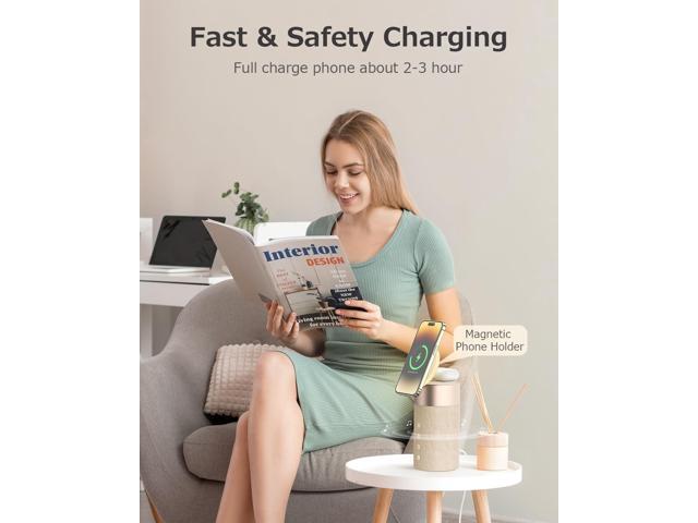 COLSUR Bluetooth Speaker, Magnetic Wireless Charger, Bluetooth Speakers with Night Light, 2 in 1 Wireless Charging Station for iPhone...