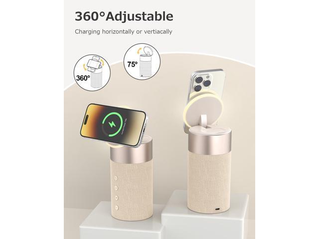 COLSUR Bluetooth Speaker, Magnetic Wireless Charger, Bluetooth Speakers with Night Light, 2 in 1 Wireless Charging Station for iPhone...