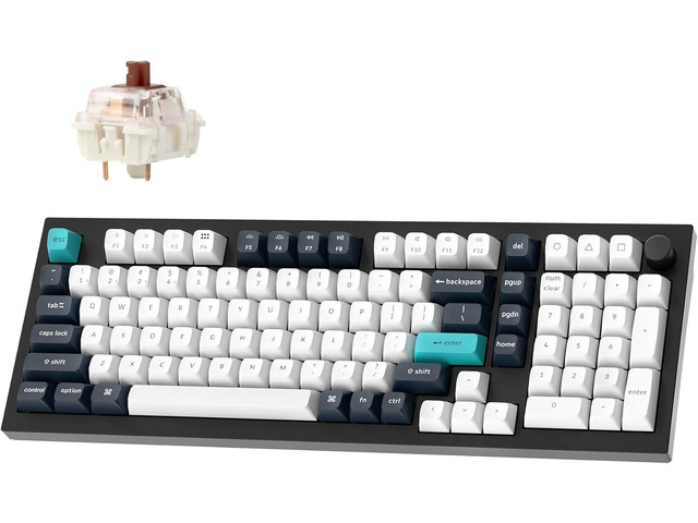 Keychron Q5 Max Wireless Custom Mechanical Keyboard, 2.4 GHz Bluetooth QMK Full Aluminum 96% Layout RGB with Hot-swappable Gateron Brown Switch...