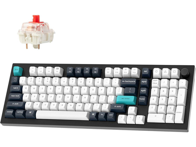 Keychron Q5 Max Wireless Custom Mechanical Keyboard, 2.4 GHz Bluetooth QMK Full Aluminum 96% Layout RGB with Hot-swappable Gateron Red Switch...