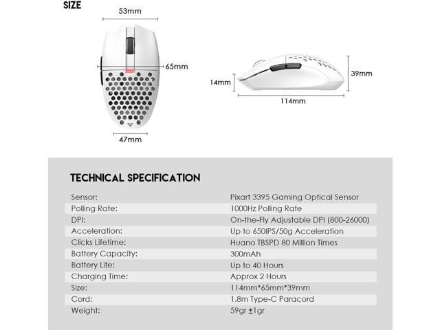 FANTECH ARIA XD7 Wireless Gaming Mouse Pixart 3395 Gaming Sensor 26000 DPI, HUANO Switches, Super Lightweight 59 Grams and Ambidextrous Egg Shape,...
