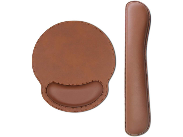 Ergonomic PU Leather Keyboard Wrist Rest and Mouse Pad with Wrist Support, Memory Foam Set for Computer/Laptop,Gaming and Office, Comfortable for...