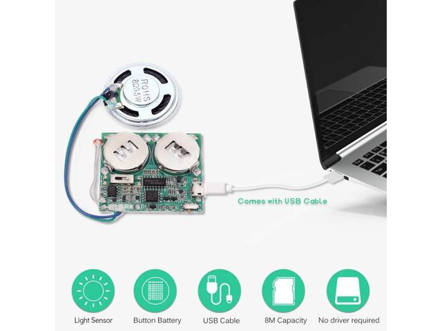 Icstation DIY Light Sensor Sound Module, Micro USB Recordable Sound Chip 8M Memory Speaker Talking Programmable Music Player Box for Birthday...