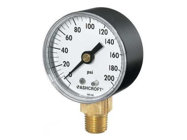ASHCROFT 20W1005PH02L30# Industrial Pressure Gauge, 0 to 30 psi, 2 in Dial, 1/4