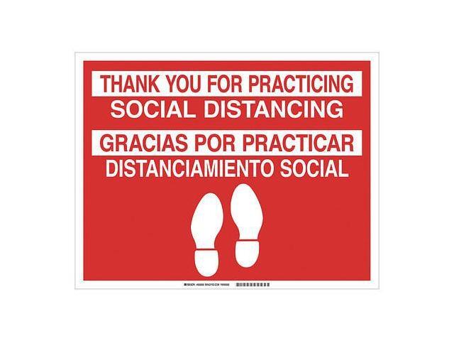 BRADY 170330 Covid 19 Sign B819, 14X18, Eng/Span Soci, 14 in H, 18 in W, Vinyl,