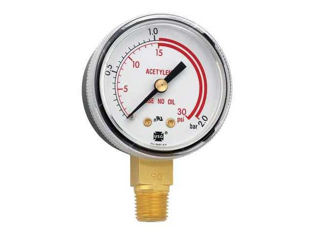 MILLER ELECTRIC GA142-03 Welding Regulator Pressure Gauge, 0 to 600 psi, 2 in