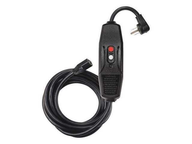 ZORO SELECT 2XYT2 Line Cord GFCI, 9 ft., Blk, 15A, 5-15P, 120V