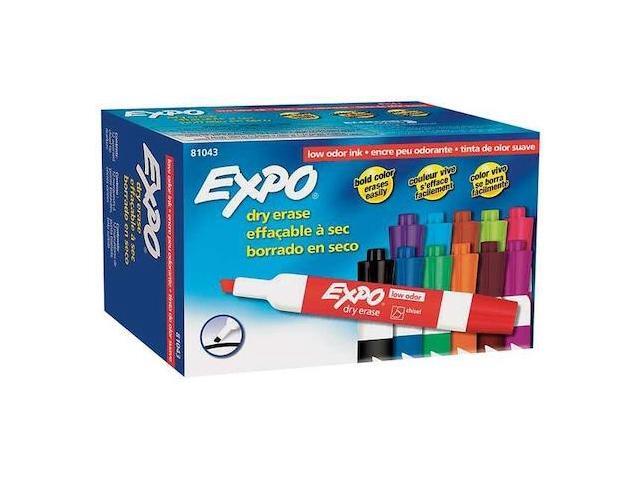 EXPO 81043 Dry Erase Marker Set, Chisel Tip, Assorted Colors PK12 Low Odor