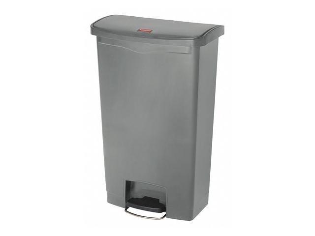 Rubbermaid - FG1883604 - Slim Jim Resin Step-On Container, Front Step Style, 18 gal, Gray