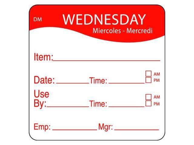DAYMARK 1100533 Day Label,Wednesday,2-2/5 In. W,PK250