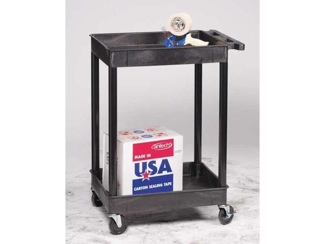 ZORO SELECT STC22-B Utility Cart with Lipped Plastic Shelves, 300 lb Load