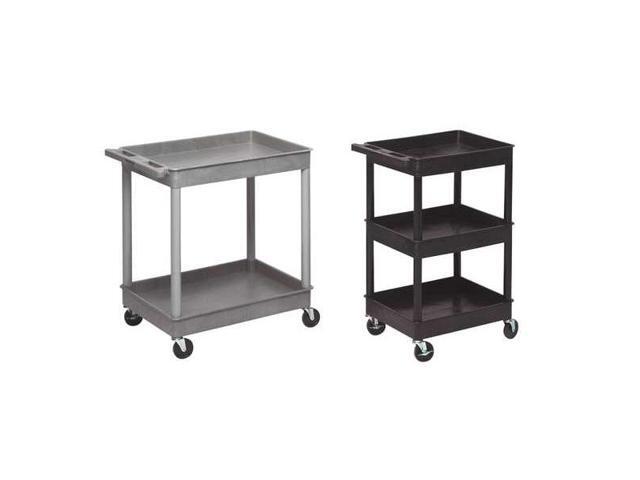 ZORO SELECT STC22-B Utility Cart with Lipped Plastic Shelves, 300 lb Load