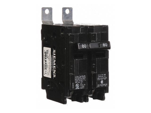 SIEMENS B280 Miniature Circuit Breaker, BL Series, 80A, 2 Pole, 120/240V AC,