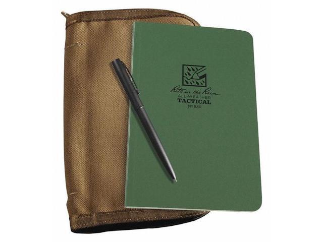 Rite In The Rain Weatherproof Tactical Field Kit: Tan CORDURA Fabric Cover, 4.625' x 7.25' Green Tactical Notebook, and Weatherproof Pen (No....