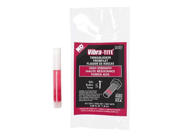 VIBRA-TITE 14002 High-Strength Threadlocker, VIBRA-TITE 140, Red, High, Liquid,