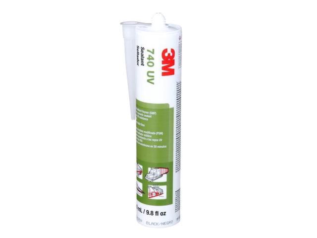 3M 740 UV Polymer Adhesive Sealant, 10 oz, Cartridge, Black, Polymer Base, 740
