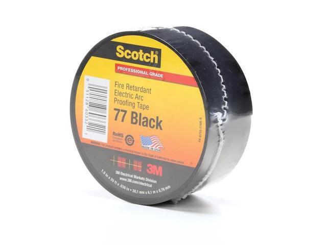 3M 77BLACK-1-1/2X20FT ElectricalTape,Black,6-5/8ydL,1-1/2inW