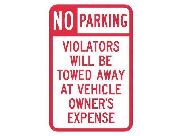 LYLE T1-1061-DG_12x18 Tow Zone No Parking Sign,18' x 12, T1-1061-DG_12x18