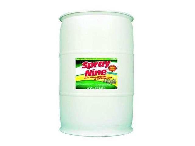 SPRAY NINE 26855 Cleaner and Disinfectant, 55 gal. Drum, citrus, Clear