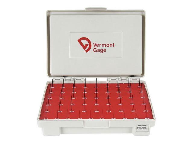 VERMONT GAGE 902100100 Pin Gage Set, Plus, 0.20-1.28mm, Black