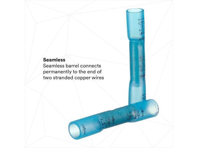 3M MH14BCX Butt Splice Wire Connector, 14 AWG Max, Blue, Polyolefin Insulation,