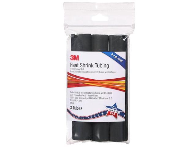 3M ITCSN-0800-6'-BLACK-12-3 PC PKS Adhesive Lined Heat Shrink Tube, Heavy Wall,