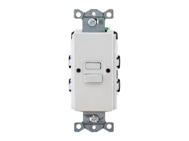 HUBBELL WIRING DEVICE-KELLEMS GFBFST20W GFCI Receptacle, 20A, 125VAC, White