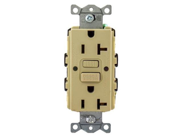 HUBBELL WIRING DEVICE-KELLEMS GFRTR20BLK GFCI Rceptcle, Commer., Blk, 20A, 1 HP