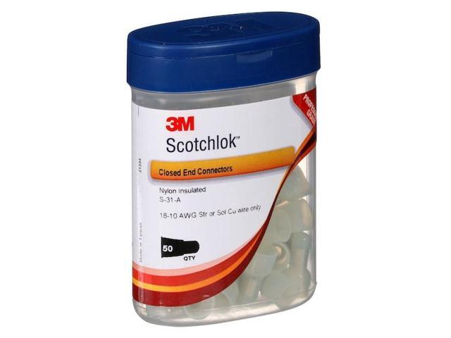 3M S-31-A Crimp Wire Connector, 10 AWG Max, Clear, Nylon Insulation, 600 V, 50