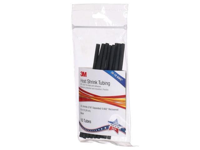 3M EPS300-3/16-6'-BLACK-10-10 PC PKS Adhesive Lined Heat Shrink Tube, Thin