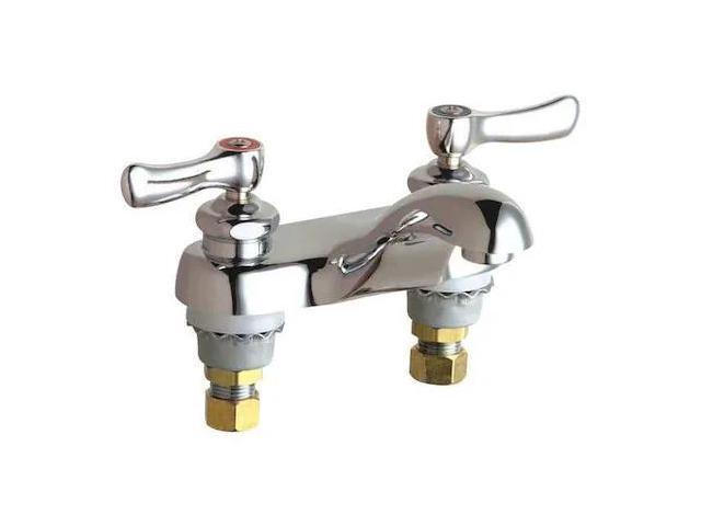 CHICAGO FAUCET 802-E74ABCP Manual Low Arc Bathroom Faucet, 4' Mount, Polished