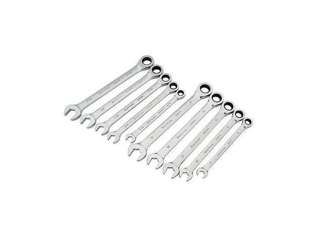 WESTWARD 1LCF4 Ratcheting Wrench Set,Pieces 10