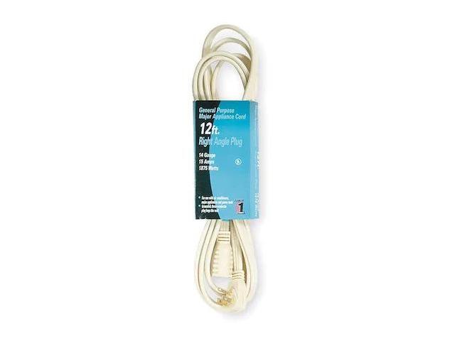 ZORO SELECT 3AY49 SPT-3 Indoor Extension Cord, 14 AWG 1 Outlet, 5-15R, Beige,