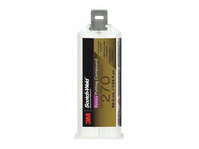 3M 270 Epoxy Adhesive, DP270 Series, Black, Dual-Cartridge, 1:01 Mix Ratio, 1