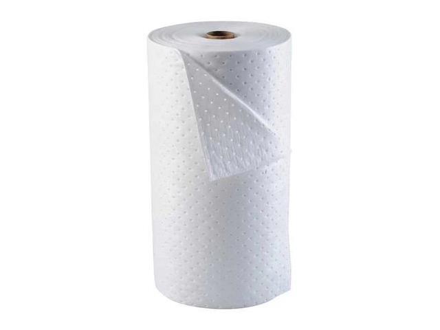 BRADY OP30-DP Sorbent Roll, 49 gal, 30 in x 150 ft, Oil, White, Polypropylene