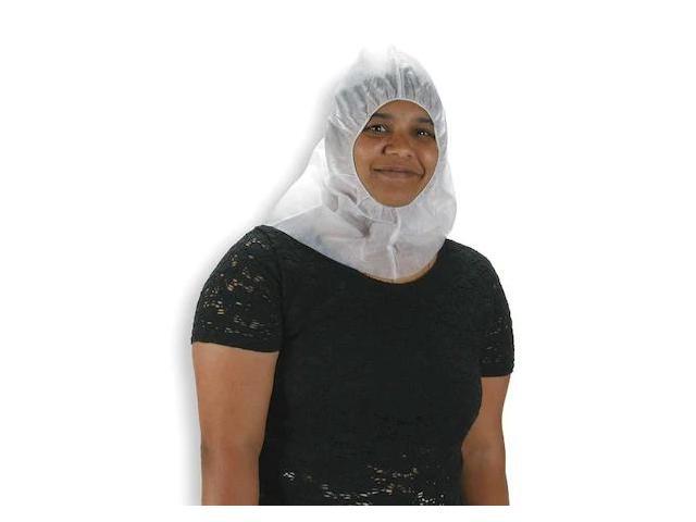 CONDOR 2KTU1 Disposable Hood, Polypropylene, Serged Seam, White, Covers Head,