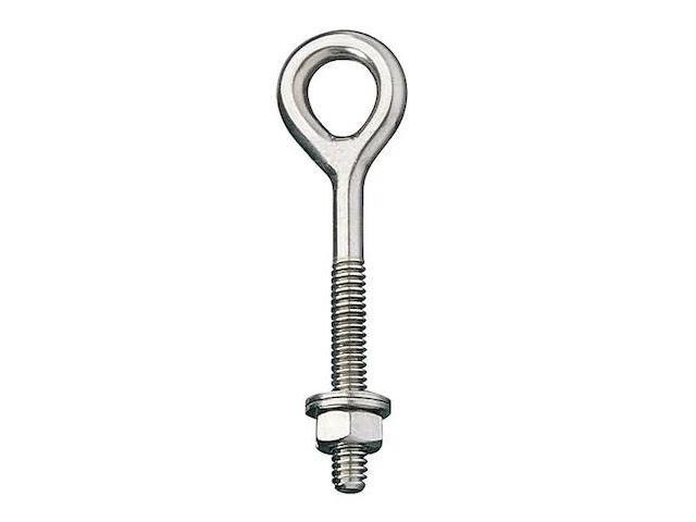 ZORO SELECT 5LAE2 Routing Eye Bolt Without Shoulder, 5/16'-18, 5 in Shank, 1/2