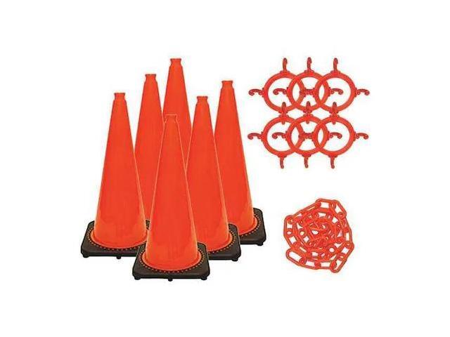 MR. CHAIN 93213-6 28 in. Height - Traffic Cone and Chain Kit - Traffic Orange