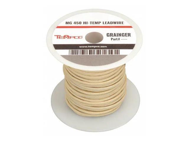 TEMPCO LDWR-1014 High Temp Lead Wire, MG, 12 AWG, Natural, 100 ft