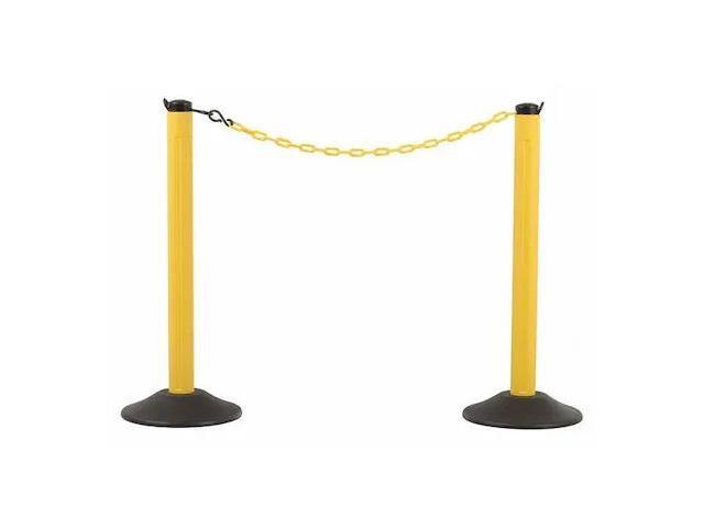 ZORO SELECT U2004YC Heavy Duty Stanchion, Yellow, 37 7/8 in Post Height, matte