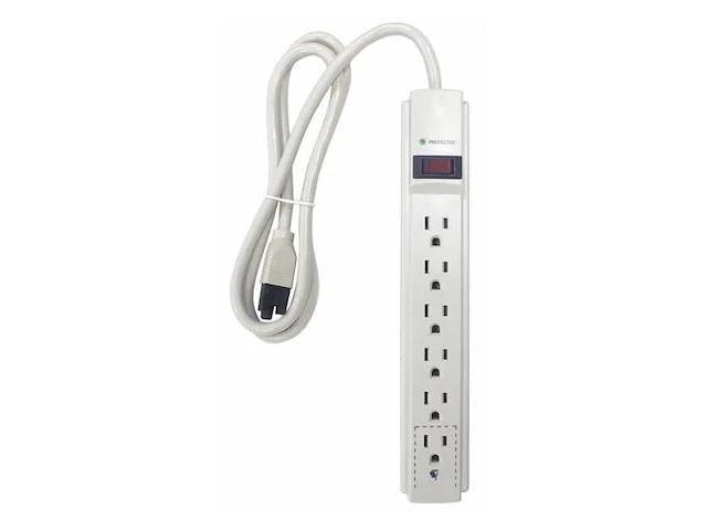 POWER FIRST 52NY52 Surge Protector Outlet Strip,4 ft.,White