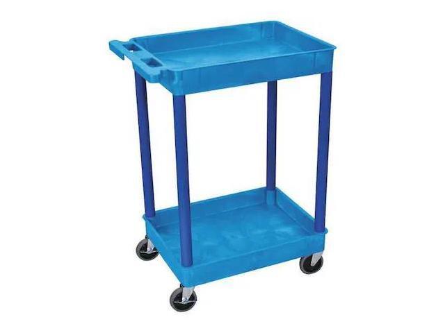 ZORO SELECT BUSTC11BU Utility Cart with Deep Lipped Plastic Shelves, 300 lb