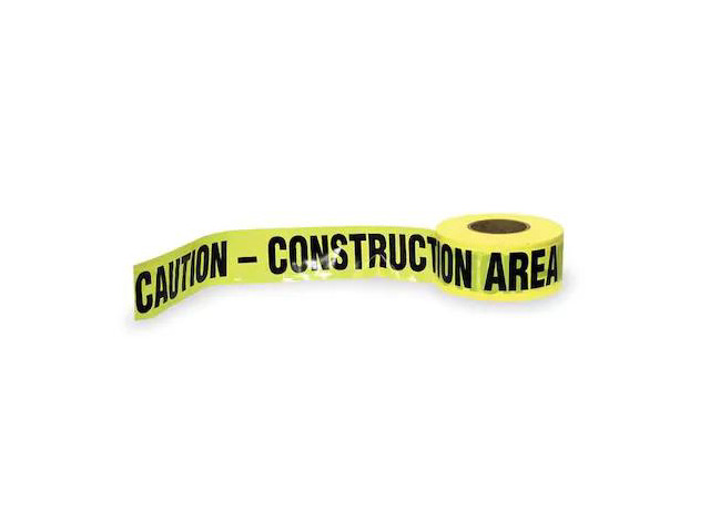 ZORO SELECT 1N958 Barricade Tape, Caution Construction Area, 3 in Wide x 1000