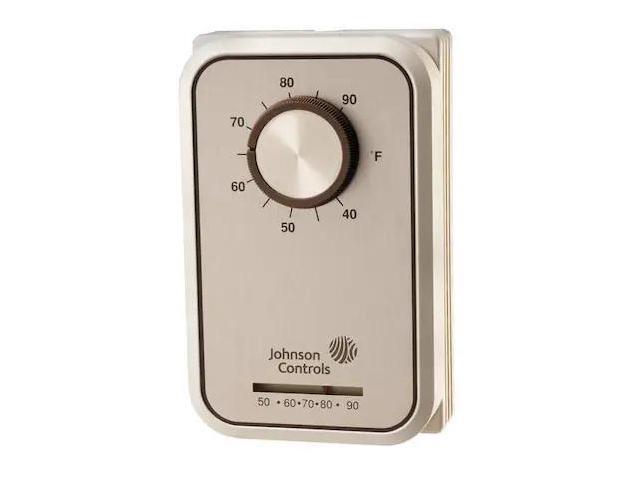 JOHNSON CONTROLS T22AAA-1C Line Volt Mechanical Tstat, Open on Rise, wall, 40