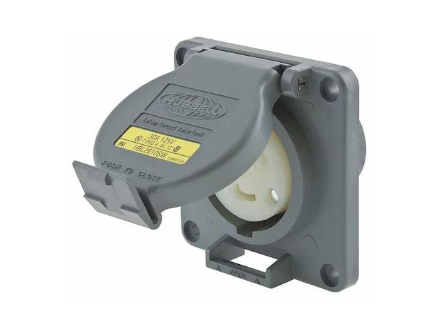 HUBBELL WIRING DEVICE-KELLEMS HBL2610SW Watertight Flanged Locking Receptacle,